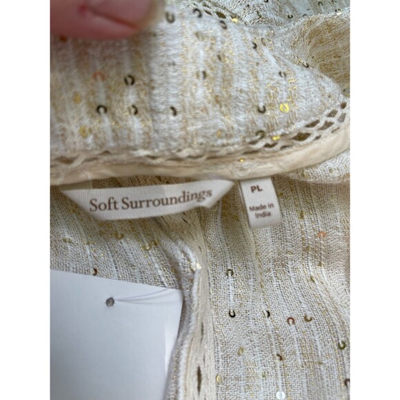 Soft Surroundings Beige with gold‎ accents Cardigan/Kimono jacket size PL - Picture 5 of 9